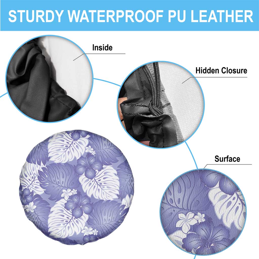 Purple Aloha Hawaii Spare Tire Cover Monstera Hibiscus Plumeria Seamless Vibes - Polynesian Pride