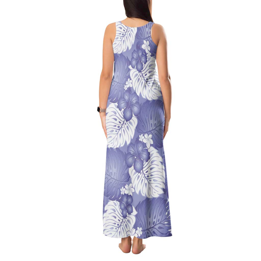 Purple Aloha Hawaii Tank Maxi Dress Monstera Hibiscus Plumeria Seamless Vibes - Polynesian Pride