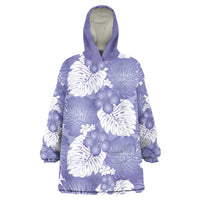 Purple Aloha Hawaii Wearable Blanket Hoodie Monstera Hibiscus Plumeria Seamless Vibes - Polynesian Pride