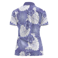 Purple Aloha Hawaii Women Polo Shirt Monstera Hibiscus Plumeria Seamless Vibes - Polynesian Pride