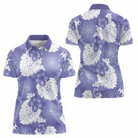 Purple Aloha Hawaii Women Polo Shirt Monstera Hibiscus Plumeria Seamless Vibes - Polynesian Pride