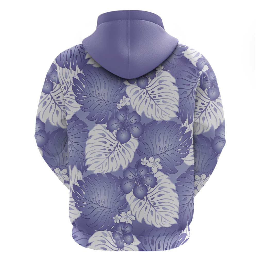 Purple Aloha Hawaii Zip Hoodie Monstera Hibiscus Plumeria Seamless Vibes - Polynesian Pride