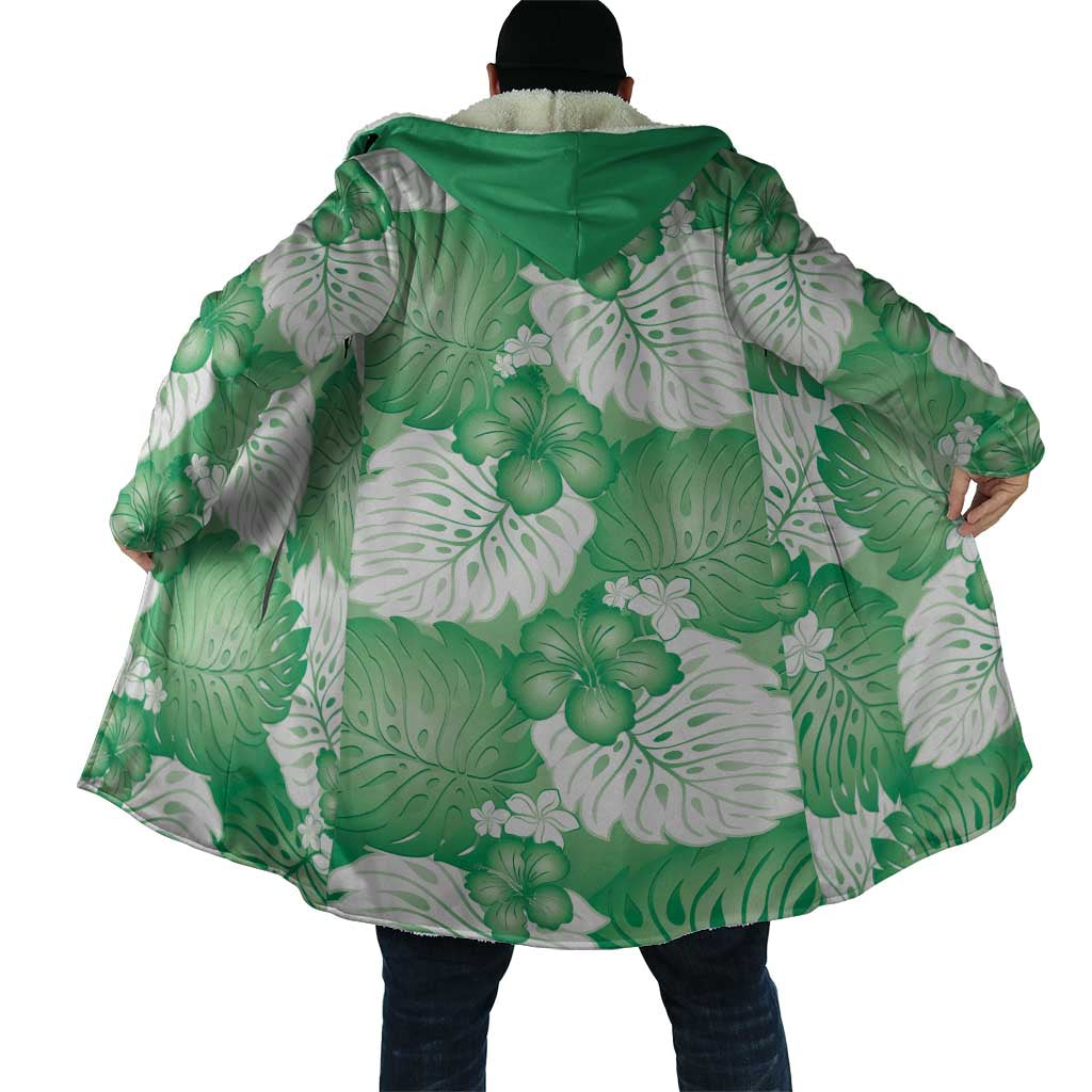 Green Aloha Hawaii Cloak Monstera Hibiscus Plumeria Seamless Vibes - Polynesian Pride