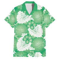 Green Aloha Hawaii Family Matching Long Sleeve Bodycon Dress and Hawaiian Shirt Monstera Hibiscus Plumeria Seamless Vibes - Polynesian Pride