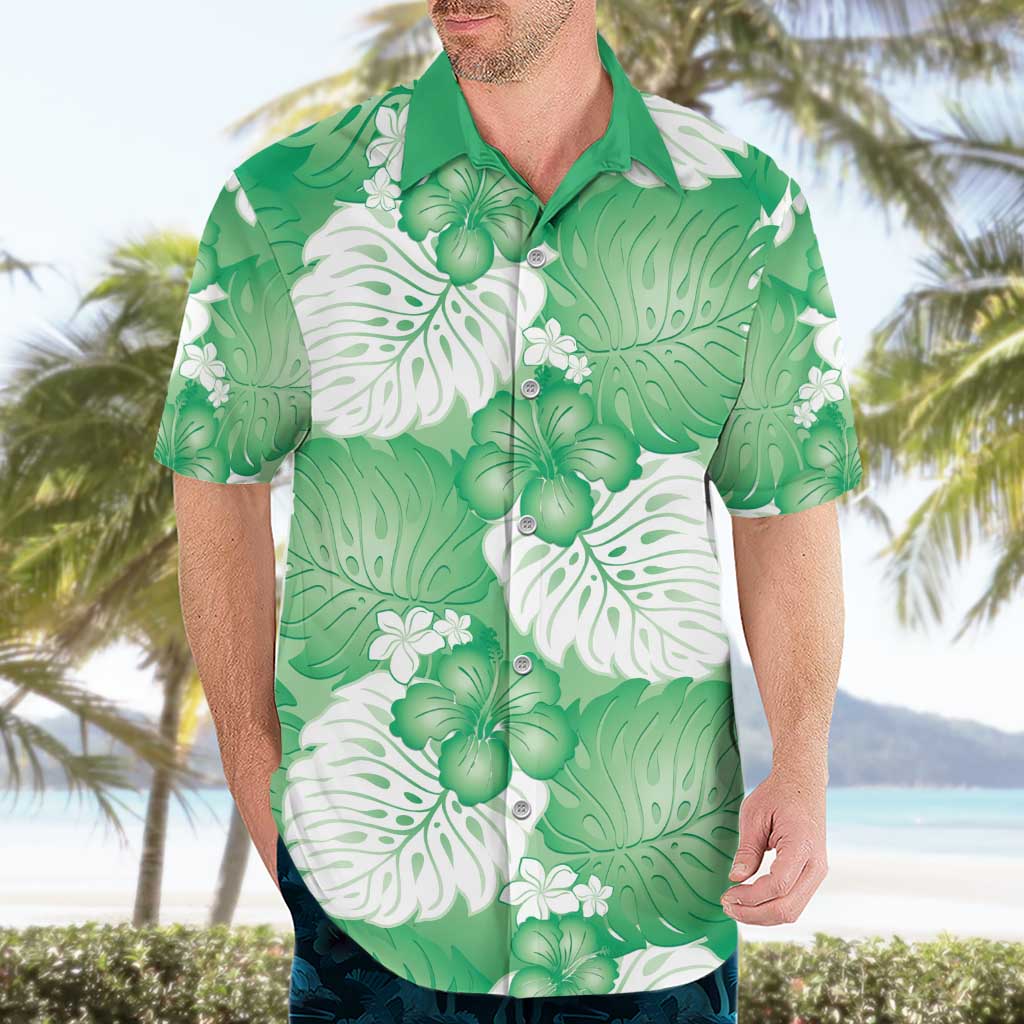 Green Aloha Hawaii Hawaiian Shirt Monstera Hibiscus Plumeria Seamless Vibes - Polynesian Pride