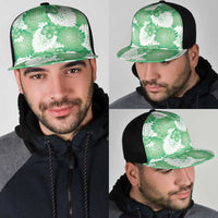 Green Aloha Hawaii Mesh Trucker Cap Monstera Hibiscus Plumeria Seamless Vibes - Polynesian Pride