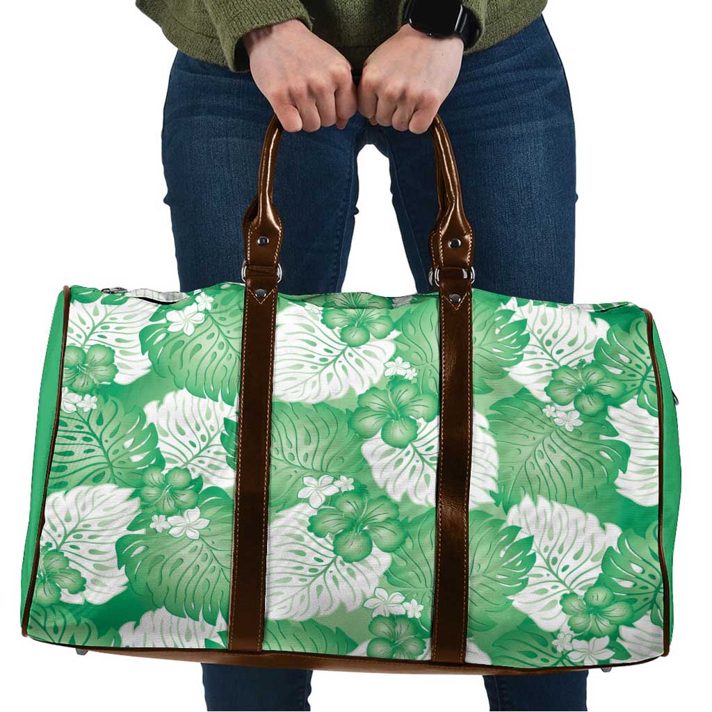 Green Aloha Hawaii Travel Bag Monstera Hibiscus Plumeria Seamless Vibes - Polynesian Pride