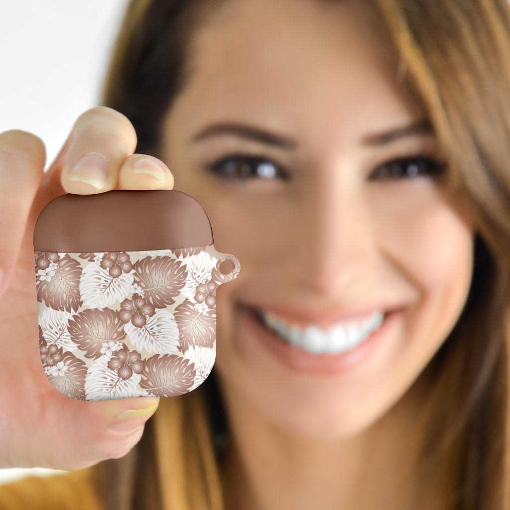 Mocha Mousse Aloha Hawaii AirPods Case Monstera Hibiscus Plumeria Seamless Vibes - Polynesian Pride