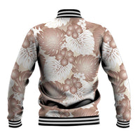 Mocha Mousse Aloha Hawaii Baseball Jacket Monstera Hibiscus Plumeria Seamless Vibes - Polynesian Pride