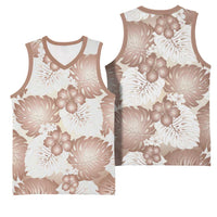 Mocha Mousse Aloha Hawaii Basketball Jersey Monstera Hibiscus Plumeria Seamless Vibes - Polynesian Pride