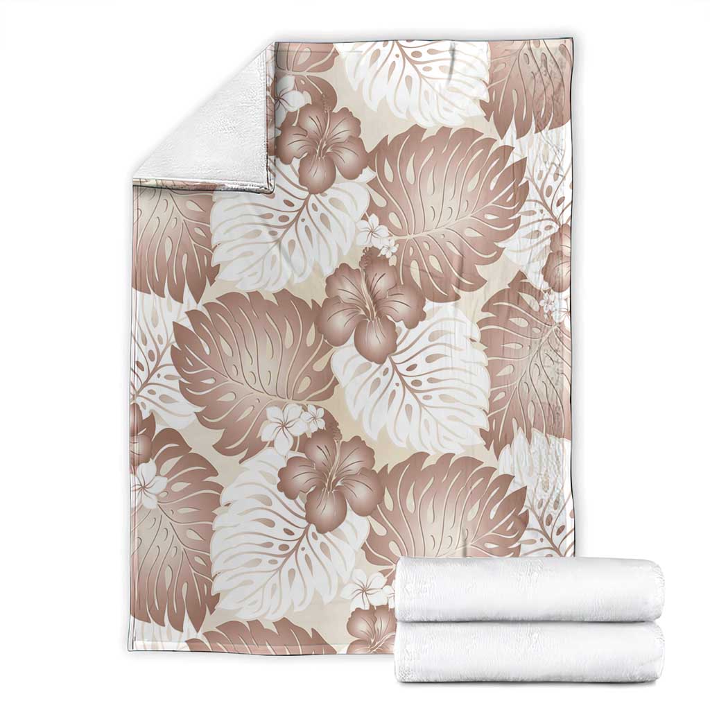 Mocha Mousse Aloha Hawaii Blanket Monstera Hibiscus Plumeria Seamless Vibes - Polynesian Pride