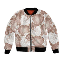 Mocha Mousse Aloha Hawaii Bomber Jacket Monstera Hibiscus Plumeria Seamless Vibes - Polynesian Pride