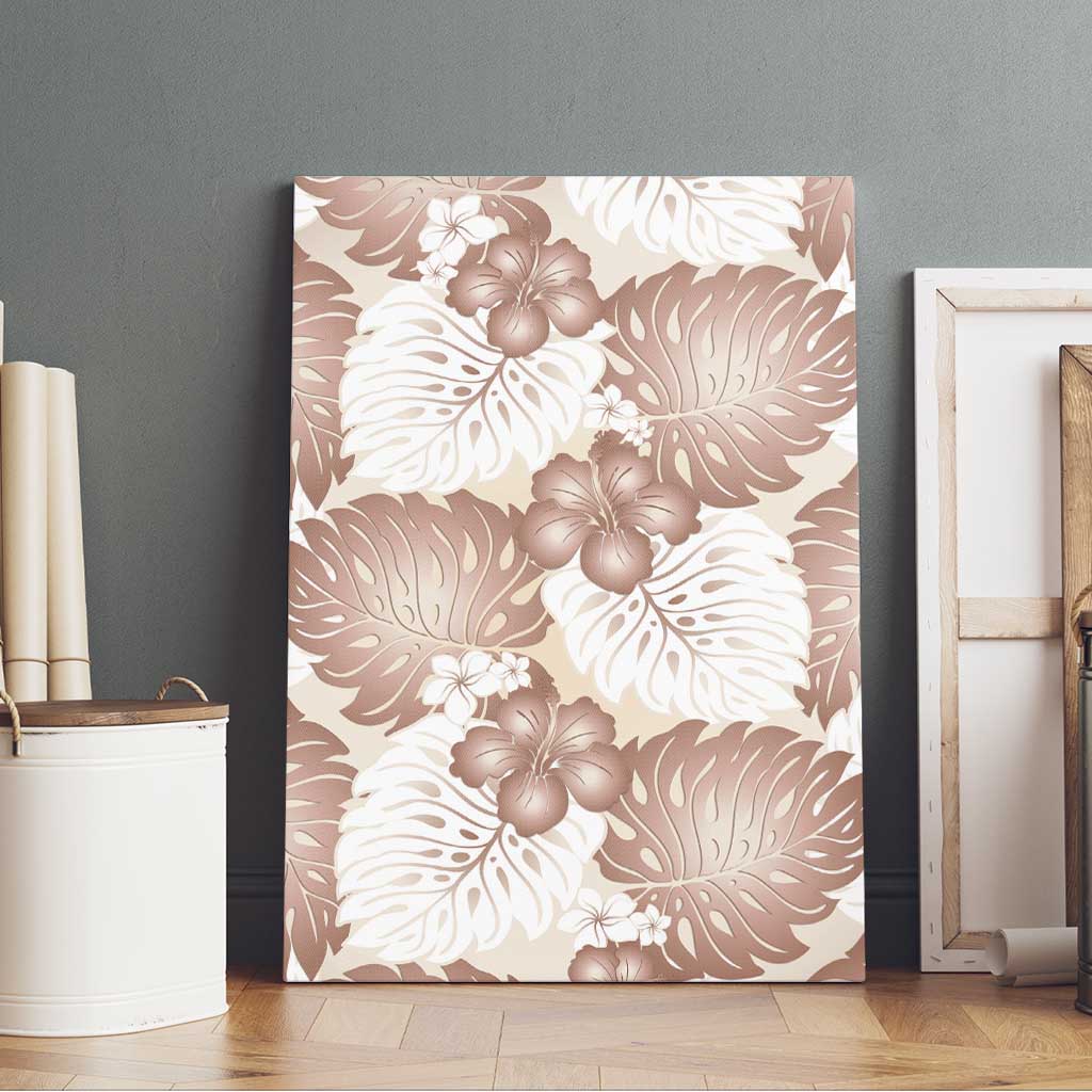Mocha Mousse Aloha Hawaii Canvas Wall Art Monstera Hibiscus Plumeria Seamless Vibes - Polynesian Pride