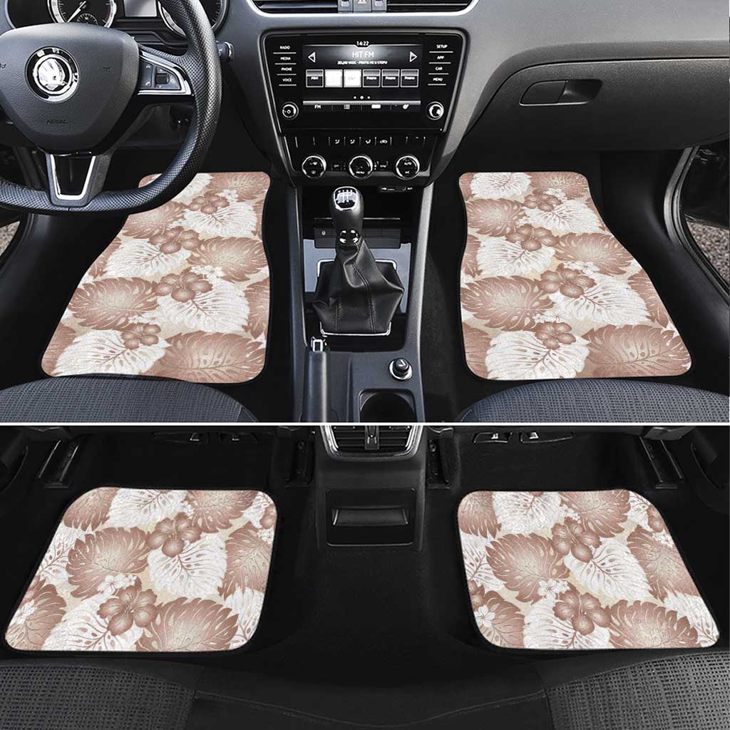 Mocha Mousse Aloha Hawaii Car Mats Monstera Hibiscus Plumeria Seamless Vibes - Polynesian Pride