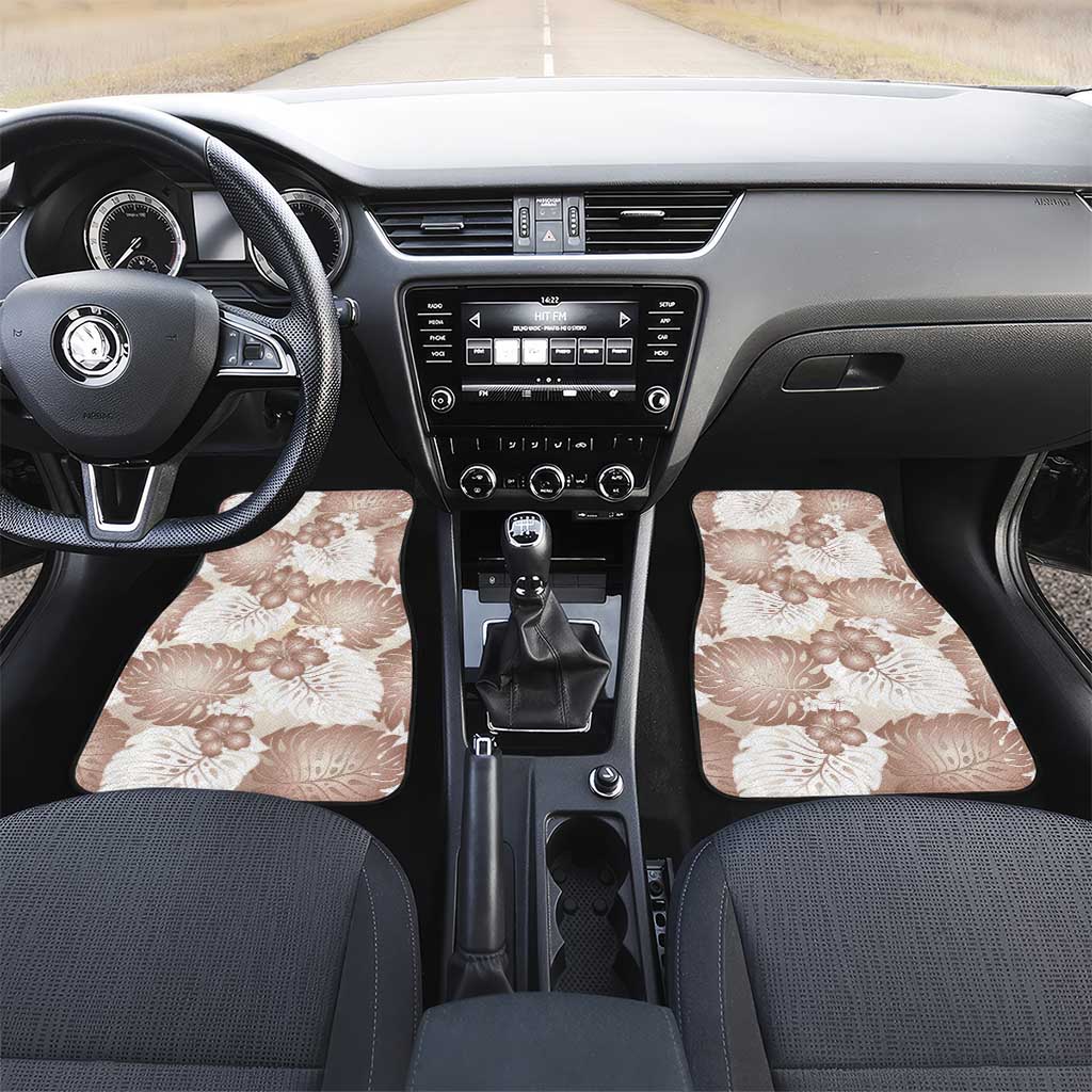 Mocha Mousse Aloha Hawaii Car Mats Monstera Hibiscus Plumeria Seamless Vibes - Polynesian Pride