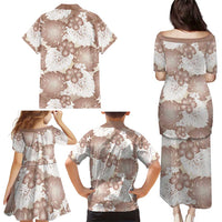 Mocha Mousse Aloha Hawaii Family Matching Puletasi and Hawaiian Shirt Monstera Hibiscus Plumeria Seamless Vibes - Polynesian Pride