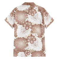 Mocha Mousse Aloha Hawaii Family Matching Short Sleeve Bodycon Dress and Hawaiian Shirt Monstera Hibiscus Plumeria Seamless Vibes - Polynesian Pride