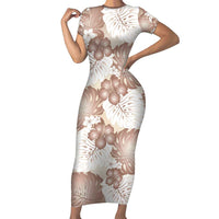 Mocha Mousse Aloha Hawaii Family Matching Short Sleeve Bodycon Dress and Hawaiian Shirt Monstera Hibiscus Plumeria Seamless Vibes - Polynesian Pride