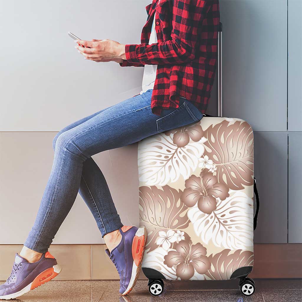Mocha Mousse Aloha Hawaii Luggage Cover Monstera Hibiscus Plumeria Seamless Vibes - Polynesian Pride
