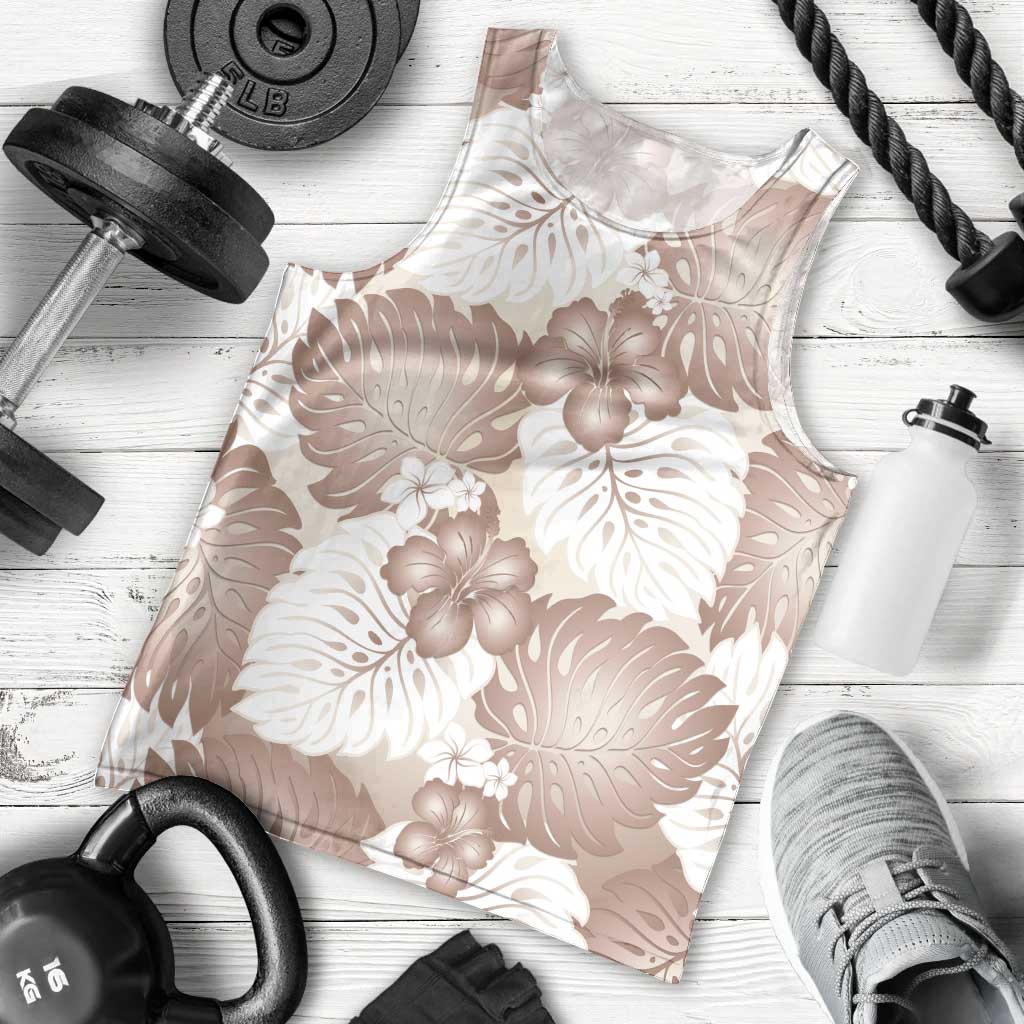 Mocha Mousse Aloha Hawaii Men Tank Top Monstera Hibiscus Plumeria Seamless Vibes - Polynesian Pride