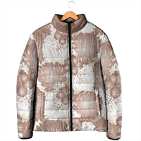 Mocha Mousse Aloha Hawaii Padded Jacket Monstera Hibiscus Plumeria Seamless Vibes - Polynesian Pride