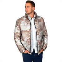 Mocha Mousse Aloha Hawaii Padded Jacket Monstera Hibiscus Plumeria Seamless Vibes - Polynesian Pride