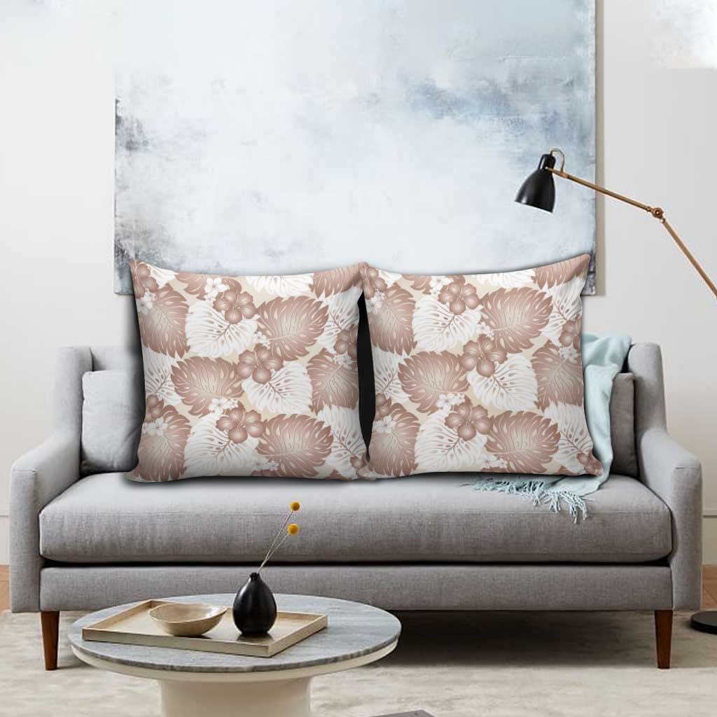 Mocha Mousse Aloha Hawaii Pillow Cover Monstera Hibiscus Plumeria Seamless Vibes - Polynesian Pride