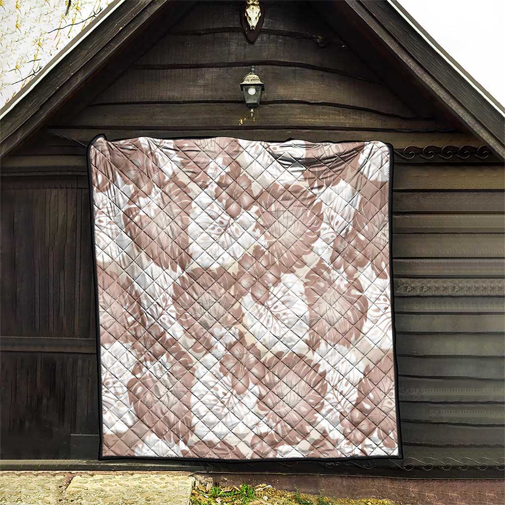 Mocha Mousse Aloha Hawaii Quilt Monstera Hibiscus Plumeria Seamless Vibes - Polynesian Pride