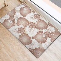 Mocha Mousse Aloha Hawaii Rubber Doormat Monstera Hibiscus Plumeria Seamless Vibes - Polynesian Pride