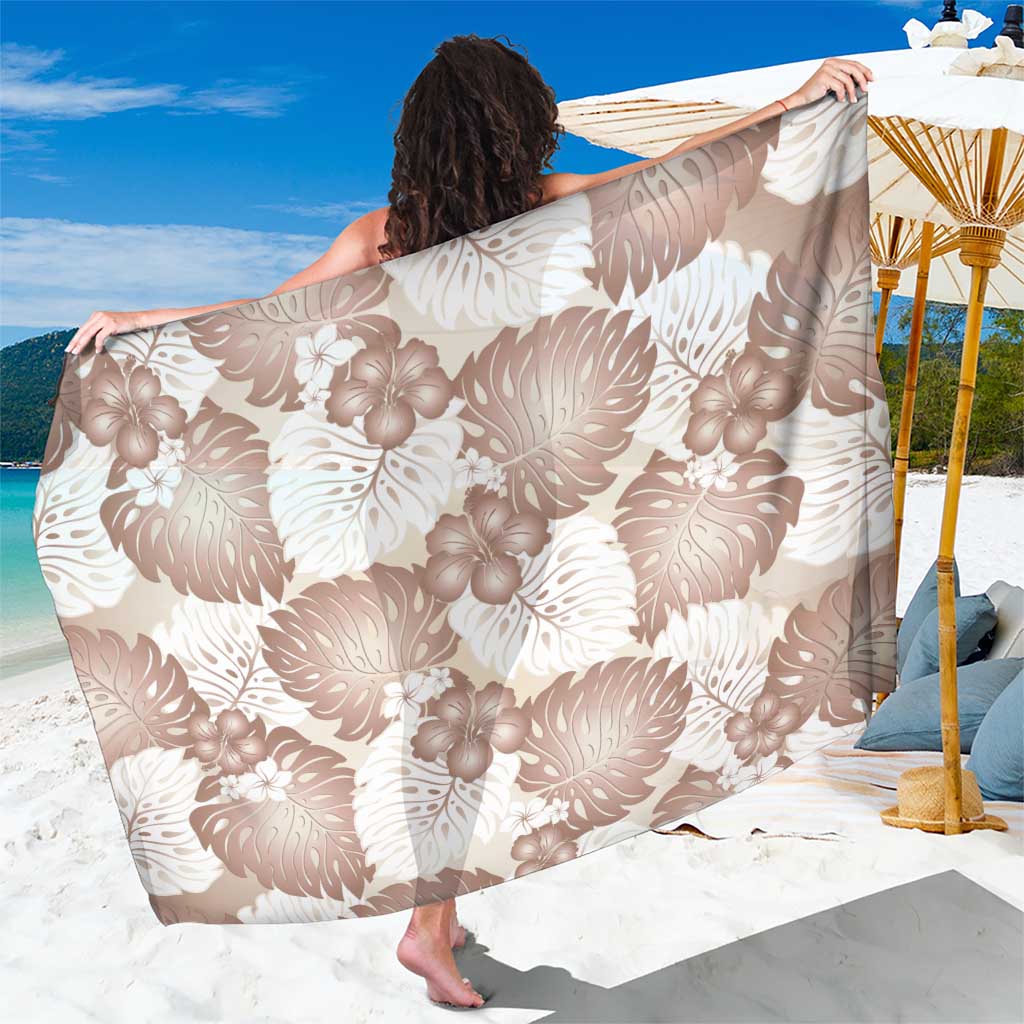 Mocha Mousse Aloha Hawaii Sarong Monstera Hibiscus Plumeria Seamless Vibes - Polynesian Pride