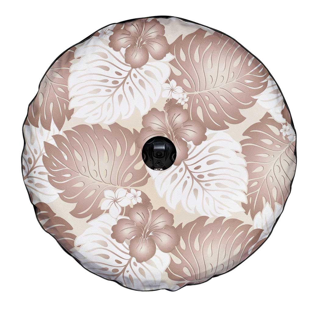 Mocha Mousse Aloha Hawaii Spare Tire Cover Monstera Hibiscus Plumeria Seamless Vibes - Polynesian Pride