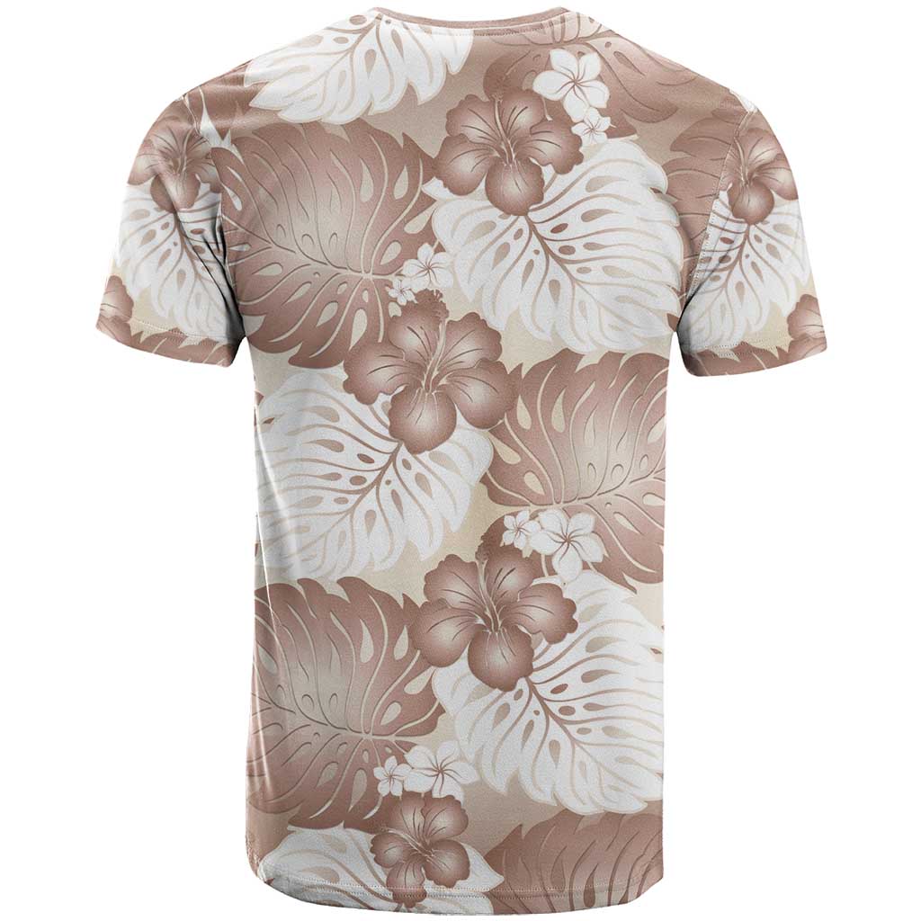 Mocha Mousse Aloha Hawaii T Shirt Monstera Hibiscus Plumeria Seamless Vibes - Polynesian Pride