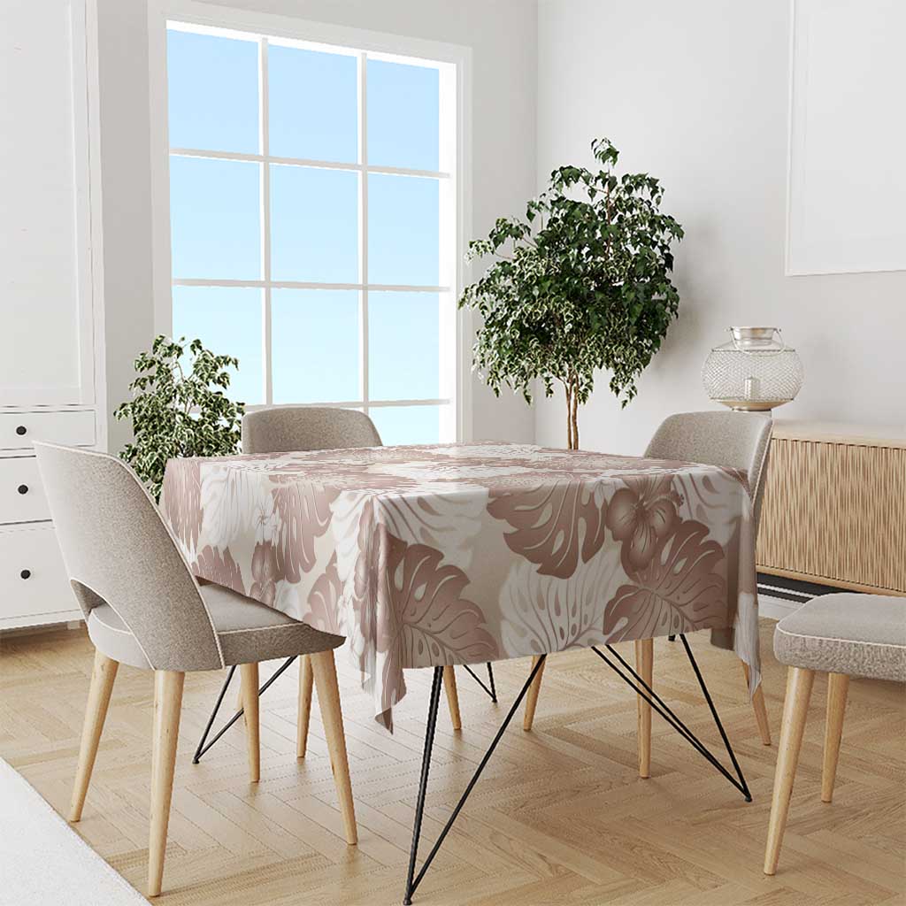 Mocha Mousse Aloha Hawaii Tablecloth Monstera Hibiscus Plumeria Seamless Vibes - Polynesian Pride