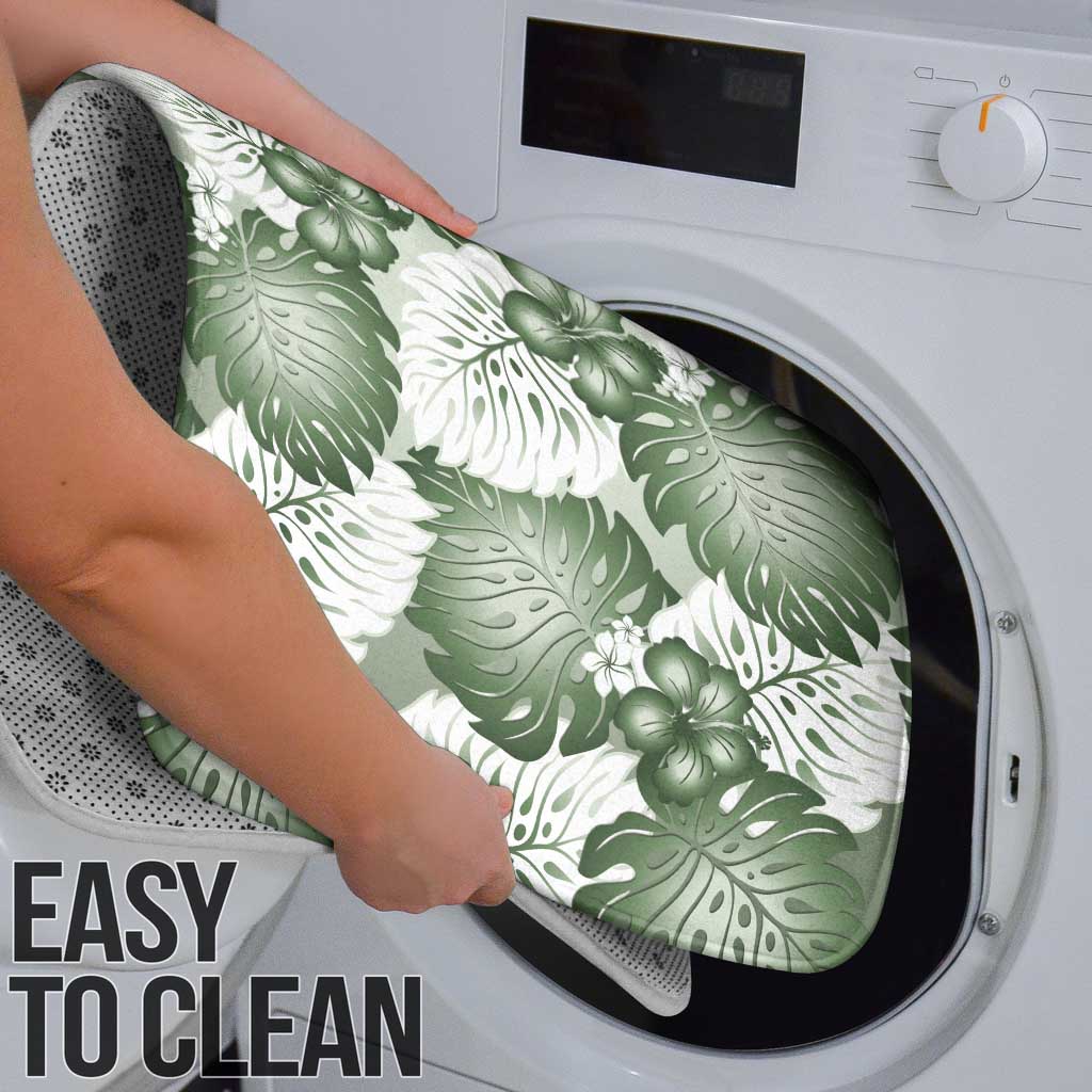 Sage Green Aloha Hawaii Bathroom Set Monstera Hibiscus Plumeria Seamless Vibes - Polynesian Pride