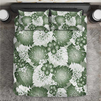 Sage Green Aloha Hawaii Bedding Set Monstera Hibiscus Plumeria Seamless Vibes - Polynesian Pride