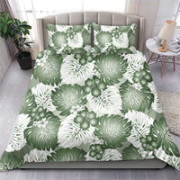 Sage Green Aloha Hawaii Bedding Set Monstera Hibiscus Plumeria Seamless Vibes - Polynesian Pride