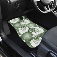 Sage Green Aloha Hawaii Car Mats Monstera Hibiscus Plumeria Seamless Vibes - Polynesian Pride
