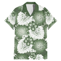 Sage Green Aloha Hawaii Family Matching Mermaid Dress and Hawaiian Shirt Monstera Hibiscus Plumeria Seamless Vibes - Polynesian Pride