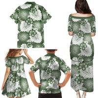 Sage Green Aloha Hawaii Family Matching Puletasi and Hawaiian Shirt Monstera Hibiscus Plumeria Seamless Vibes - Polynesian Pride