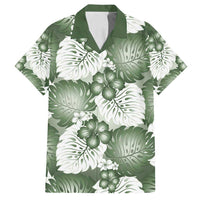 Sage Green Aloha Hawaii Family Matching Puletasi and Hawaiian Shirt Monstera Hibiscus Plumeria Seamless Vibes - Polynesian Pride