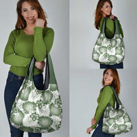 Sage Green Aloha Hawaii Grocery Bag Monstera Hibiscus Plumeria Seamless Vibes - Polynesian Pride