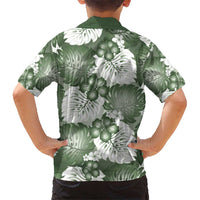 Sage Green Aloha Hawaii Kid Hawaiian Shirt Monstera Hibiscus Plumeria Seamless Vibes - Polynesian Pride