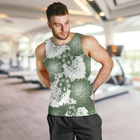 Sage Green Aloha Hawaii Men Tank Top Monstera Hibiscus Plumeria Seamless Vibes - Polynesian Pride