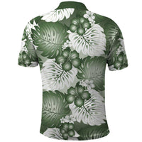 Sage Green Aloha Hawaii Polo Shirt Monstera Hibiscus Plumeria Seamless Vibes - Polynesian Pride
