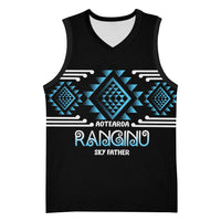 Aotearoa Atua Ranginui Personalised Basketball Jersey Maori Sky Father Taniko Motifs LT14 Unisex Blue - Polynesian Pride