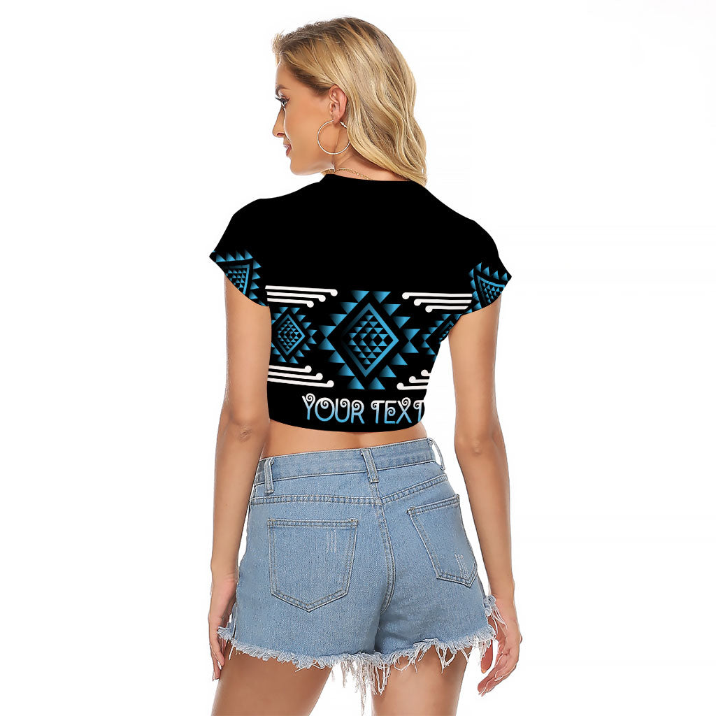 Aotearoa Atua Ranginui Personalised Raglan Cropped T Shirt Maori Sky Father Taniko Motifs LT14 - Polynesian Pride