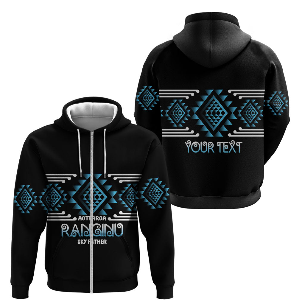 Aotearoa Atua Ranginui Personalised Zip Hoodie Maori Sky Father Taniko Motifs LT14 - Polynesian Pride