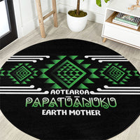 Aotearoa Atua Papatuanuku Round Carpet Maori Earth Mother Taniko Motifs LT14 Green - Polynesian Pride