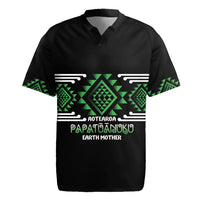 Aotearoa Atua Papatuanuku Personalised Rugby Jersey Maori Earth Mother Taniko Motifs LT14 Green - Polynesian Pride