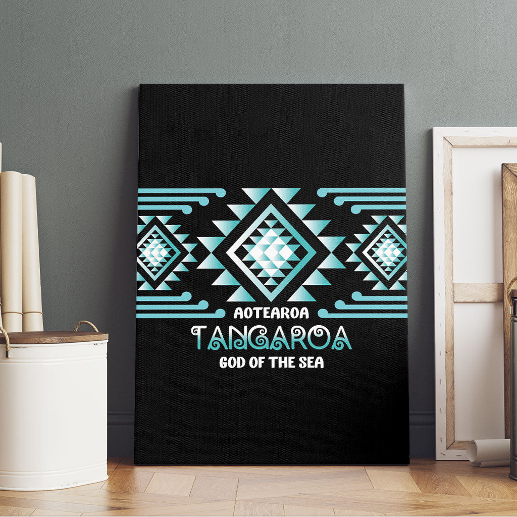 Aotearoa Atua Tangaroa Canvas Wall Art Maori God Of The Sea Taniko Motifs LT14 - Polynesian Pride
